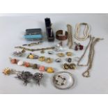 Costume Jewellery, small quantity of vintage and antique costume jewellery to include brooches,
