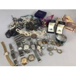 A good collection of costume jewellery to include fashion and vintage watches, pearls, silver