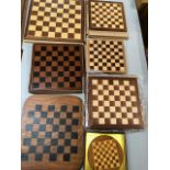 Vintage games, quantity of wooden chess boards of varying sizes and styles still in there original