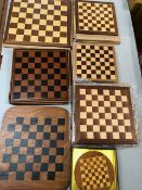 Vintage games, quantity of wooden chess boards of varying sizes and styles still in there original