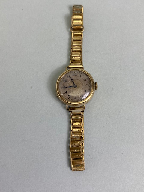 9ct gold cased ladies dress watch on a RG bracelet, winds and runs, along with a vintage Rotary - Bild 2 aus 11