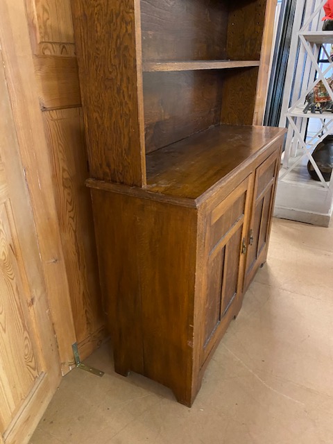 Arts and Crafts oak dresser with shelves above and two cupboards under by maker Curtiss & Sons, - Image 4 of 6