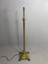Solid Brass Corinthian column extendable oil lamp converted into a standard lamp on square stepped