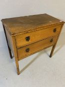 Antique furniture Arts and crafts 2 draw chest of blonde oak on square legs , drop down shell design