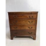 Small chest of four drawers with folding slide and metal handles approx 75 x 44 x 81cm