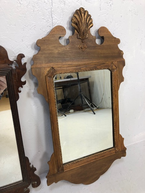 Antique Mirrors, two early 19th century wooden framed mirrors of scroll design one with a carved - Image 3 of 3
