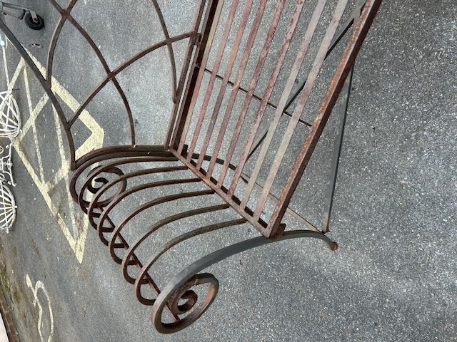 French Style metalwork bench with scroll arms approx 150cm wide - Image 3 of 4