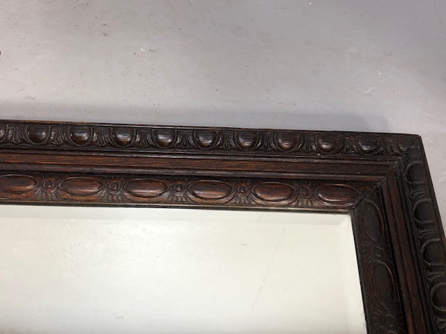 Large wooden carved framed bevel edge mirror approx 78 x 125cm - Image 2 of 4