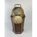 Early 20th century Ships, Marine Binnacle compass, oak cased with brass mounting and hood A.F