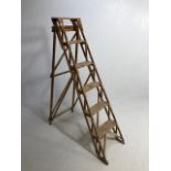 Vintage wooden folding set of steps by WOODWARE approx 154cm tall and one other