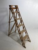 Vintage wooden folding set of steps by WOODWARE approx 154cm tall and one other