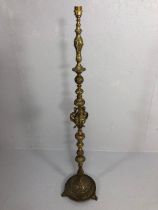 vintage lighting , 20th century brass standard lamp base decorated in the 18th century style with