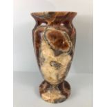 Decorator interest, large Italian Onyx vase of burnt umber colour with crystalline structural
