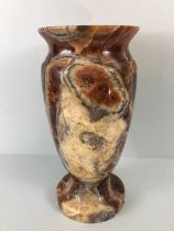 Decorator interest, large Italian Onyx vase of burnt umber colour with crystalline structural