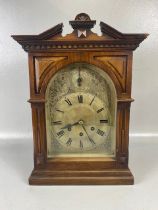 Antique Clock, Victorian German 8 day chiming mantel clock in a mahogany case winds and runs, with