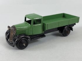 Dinky Toys, 25A Bedford flat bed lorry in green with black hub caps and grill