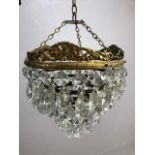 Vintage lighting, 20th century five gallery drop chandelier suspended from chains approximately 26cm