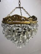 Vintage lighting, 20th century five gallery drop chandelier suspended from chains approximately 26cm