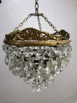 Vintage lighting, 20th century five gallery drop chandelier suspended from chains approximately 26cm