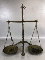 Antique Scales, 19th century brass banking scales by Doyle & Son London, stamped to cross member and