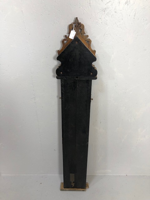 Antique Admiral FitzRoy Barometer in blonde oak gothic style case, A F approximately 120cm in length - Image 8 of 8