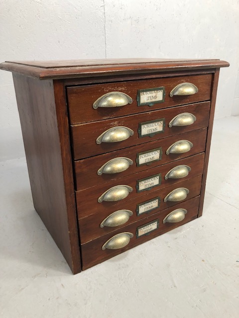 Display collectors cabinet, run of six drawers with cup handles from a museum display (each drawer - Image 2 of 10