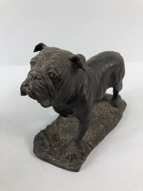 Cold cast bronze study of a bull dog plinth with signature (illegible) approximately 14cm high along - Image 2 of 5