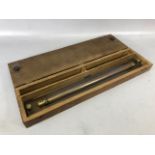 Vintage Brass rolling Ruler in wooden case marked Patt 160100 Parallel Rolling Rule ( possible