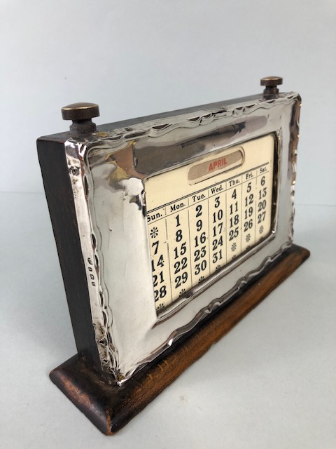 Early 20th century Silver fronted perpetual desk calendar, hall marked for Birmingham - Image 2 of 6