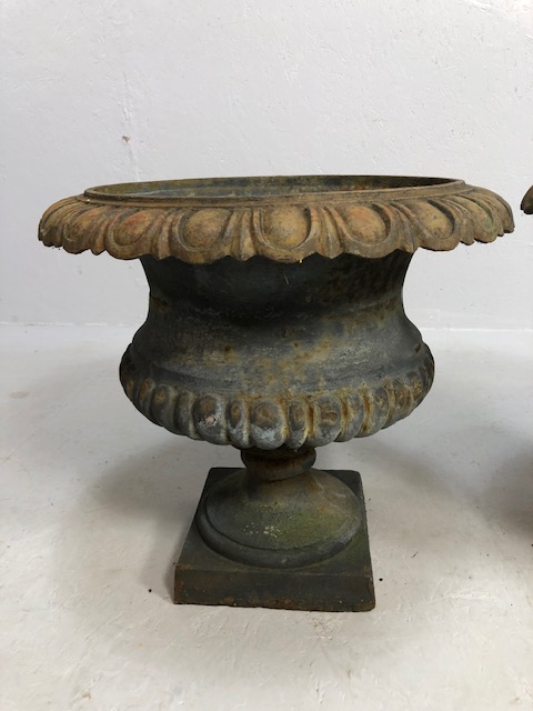 Pair of wrought iron garden planters or Urns of classical style with flared rims (approx 48cm in - Image 3 of 10