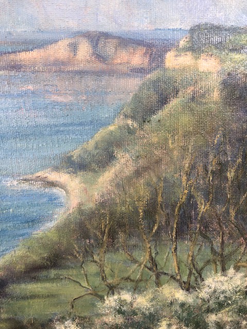 Contemporary unsigned painting on board (Sandy Macfadyehn) depicting Devon Coast Line - Image 6 of 7