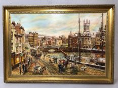 Contemporary oil on canvas by Peter Goodhall depicting a 19th century scene of St Augustin's
