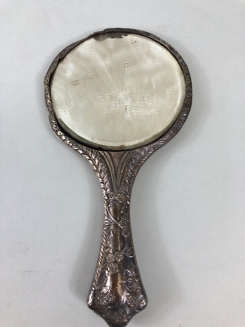 Silver, Silver hallmarked hand mirror and Hair brush both A/F - Image 6 of 9