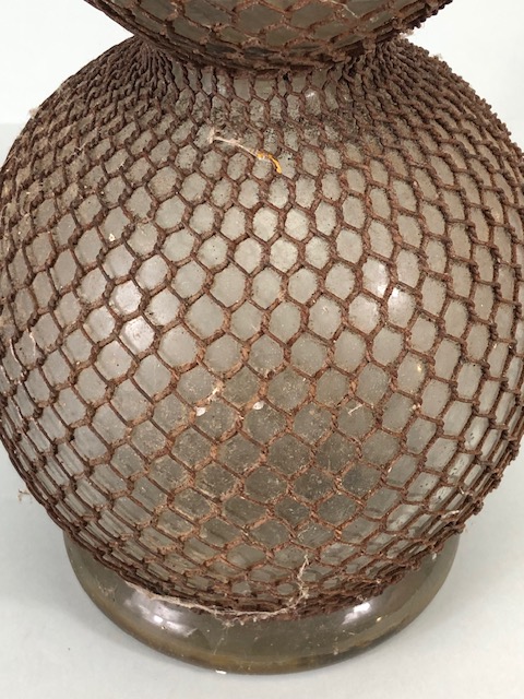 Antique French 19th century twin globe glass and pewter Seltzer Siphon with mesh cover marked - Image 5 of 5