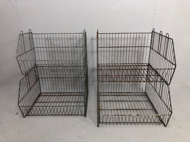 Urban industrial decorative items, four galvanised steal basket dump bins, each of varying depth all