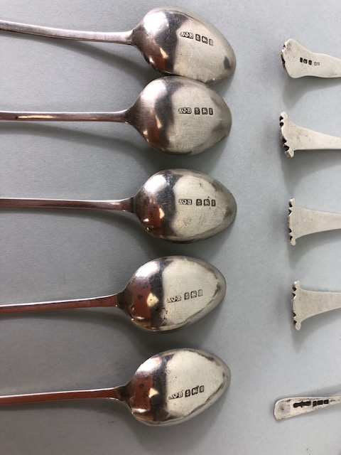Silver Hallmarked spoons to include apostle, fancy and salt, 13 items approximately 131.3g - Image 8 of 9