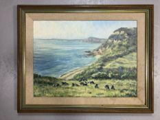 Paintings, contemporary framed painting on board by local Devon artist Sandy Macfadyen depicting a