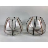 Art Glass, pair of 20th Century hand blown Tulip head vases or bowls with ground bases both