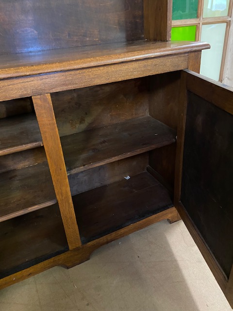 Arts and Crafts oak dresser with shelves above and two cupboards under by maker Curtiss & Sons, - Image 8 of 8