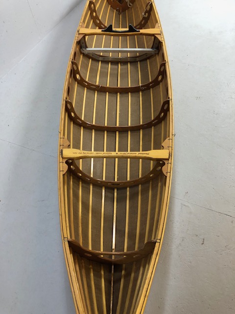 Hand built Canoe by Flaxland open canoe made using all natural products, wooden frame covered - Image 4 of 13