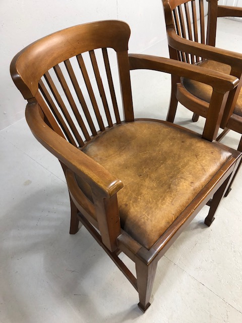 pair of mid-century leather seated elbow chairs A/F - Image 3 of 7