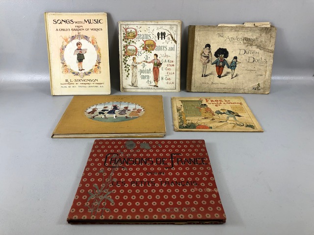 Antique illustrated children's books, the adventures of the two Dutch dolls, Little songs of long