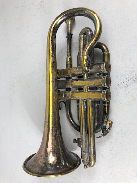 Musical instruments, plated brass Cornet by R J Ward & Sons, 10 St Ann Street Liverpool - Image 9 of 9