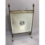 Antique Brass fire screen with mirrored star burst design central panel