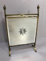Antique Brass fire screen with mirrored star burst design central panel