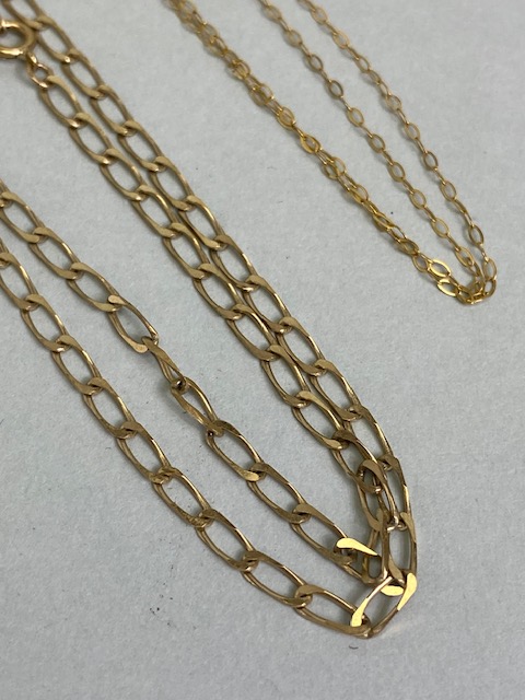 9ct gold flat trace chain approximately 4.5g (24inch), a 9ct trace or stock chain, and a platinum - Image 2 of 4