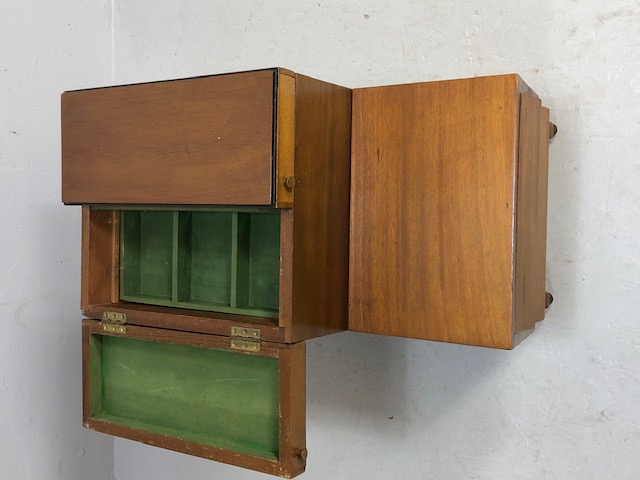 Mid century style teak storage unit (sewing or crafts box) in teak with drawers and storage trays on - Image 4 of 8