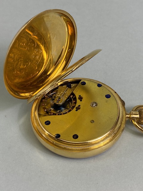 Antique 18ct yellow gold pocket watch cream face with black Roman numerals, 1898, Not running, total - Image 4 of 7