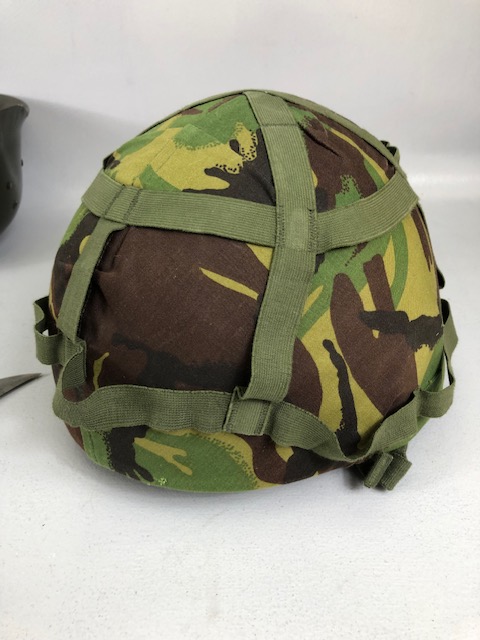 Militaria interest, British Mk 6 Helmet with cover, WW2 German Helmet reissued to the Spanish, 2 x - Image 8 of 10