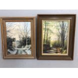 Paintings, pair of framed contemporary paintings on board by local Devon artist, Sandy Macfadyen,